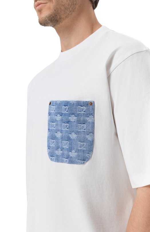 Хлопковая футболка Dsquared2 S74GD1554/D20106 Белый  S74GD1554/D20106 Фото 5