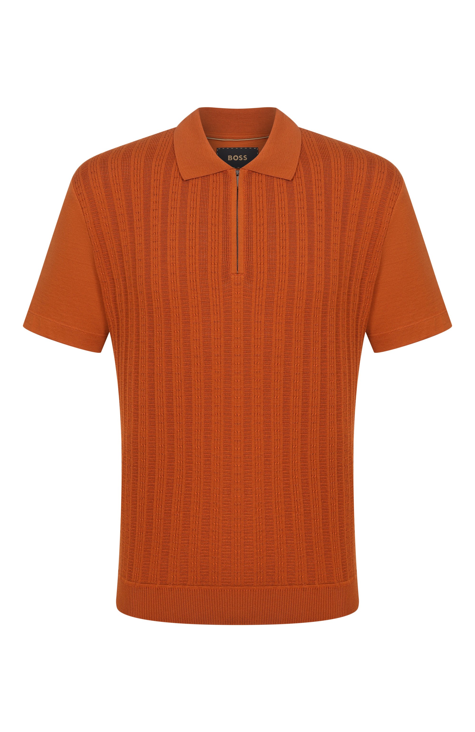 Поло из хлопка и шелка BOSS CAMEL оранжевого цвета по цене 52950 руб., арт. 50560052, фото 1 Поло из хлопка и шелка BOSS CAMEL, арт. 50560052, фото 1