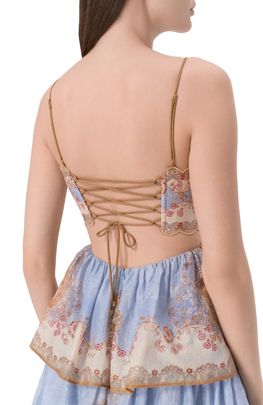 Платье из хлопка и шелка Zimmermann 5353DRS263 Голубой  5353DRS263 Фото 4