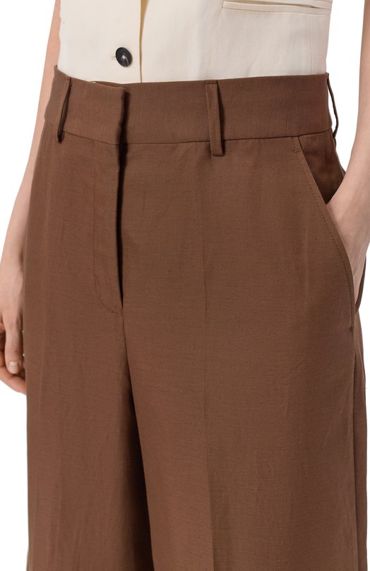 Брюки из лиоцелла и льна Officine Generale S26WTLG453 Коричневый  S26WTLG453 Фото 5