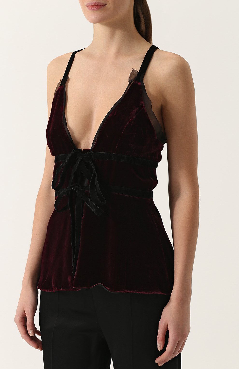 Приталенный бархатный топ с v-образным вырезом CAMI NYC, арт. KARA, фото 3