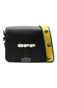 Женская сумка diag mini OFF-WHITE черного цвета, арт. 0WNA011R21LEA003 | Фото 6 (Сумки-технические: Сумки через плечо; Материал: Натуральная кожа; Материал сплава: Проставлено; Размер: mini; Ремень/цепочка: На ремешке; Драгоценные камни: Проставлено)