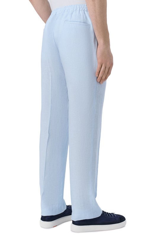 Льняные брюки Kiton UPN01H09690 Голубой  UPN01H09690 Фото 4
