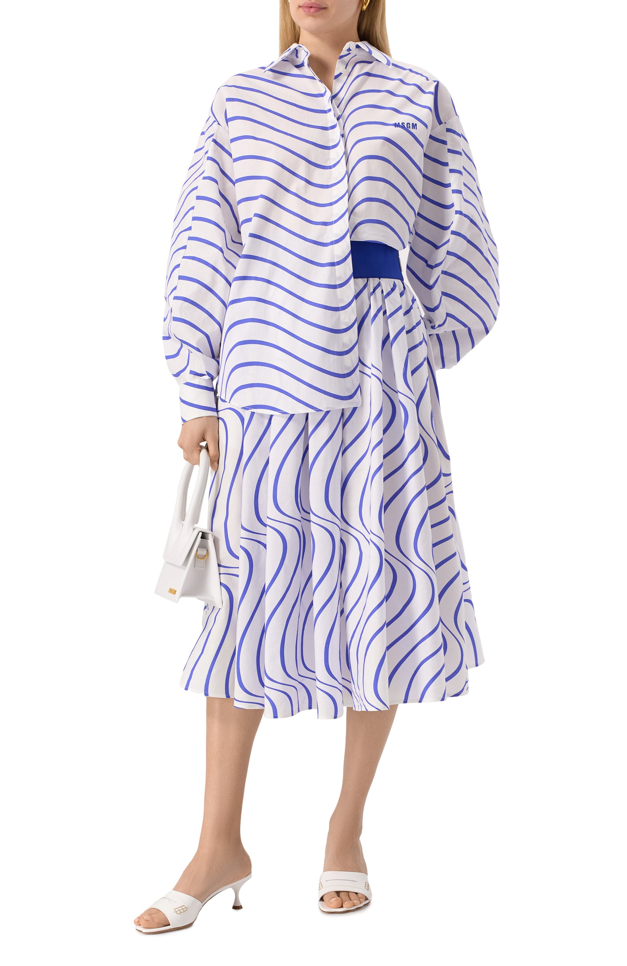 Хлопковая рубашка MSGM белого цвета по цене 35150 руб., арт. 3842MDE14X 257352/257352, фото 2 Хлопковая рубашка MSGM, арт. 3842MDE14X 257352/257352, фото 2