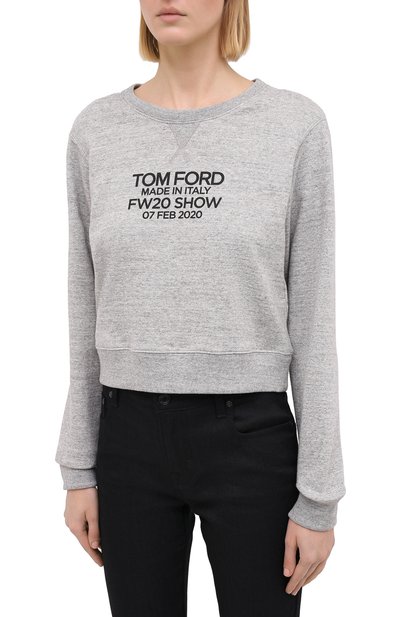 Хлопковый свитшот TOM FORD серого цвета по цене 105500 руб., арт. FLJ007-FAX769, фото 3 Хлопковый свитшот TOM FORD, арт. FLJ007-FAX769, фото 3