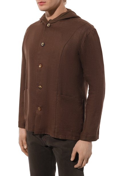 Льняная рубашка KITON коричневого цвета по цене 67900 руб., арт. UMCLUCAH08838, фото 3 Льняная рубашка KITON, арт. UMCLUCAH08838, фото 3