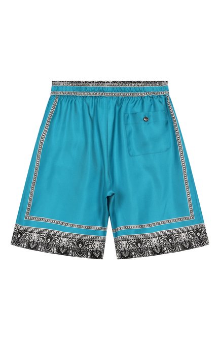 Детские шелковые шорты DOLCE & GABBANA бирюзового цвета, арт. L43Q47/HI1W8/2-6 | Фото 2 (Нос: Не проставлено; Материал сплава: Проставлено; Материал внешний: Шелк)