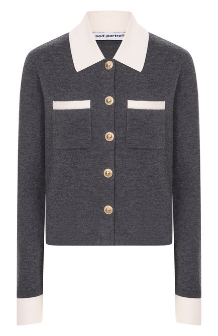 Женский кардиган из шерсти и кашемира SELF-PORTRAIT, арт. PF25-048C-GR