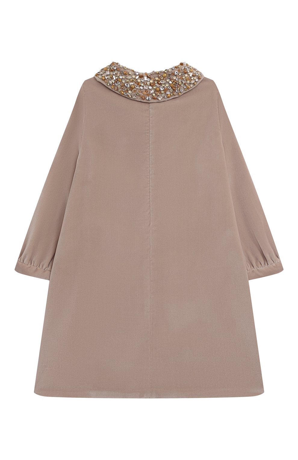 Бархатное платье IL GUFO бежевого цвета по цене 55500 руб., арт. A24VL595V0016/2A-4A, фото 2 Бархатное платье IL GUFO, арт. A24VL595V0016/2A-4A, фото 2