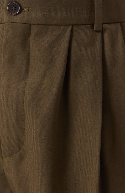 Шерстяные брюки Saint Laurent 815813/Y405W Хаки  815813/Y405W Фото 6