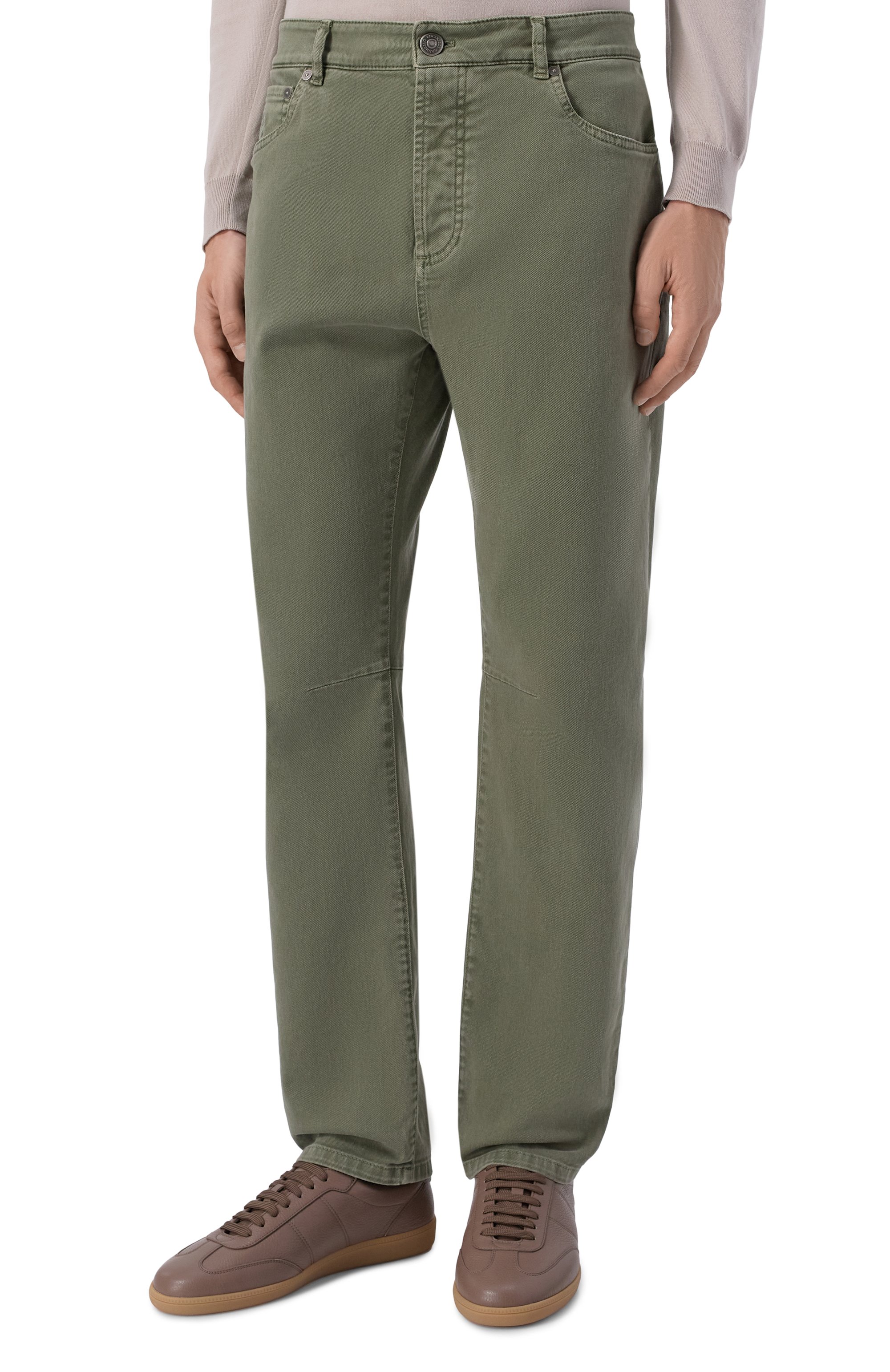 Джинсы leisure fit BRUNELLO CUCINELLI хаки цвета по цене 105500 руб., арт. M277PX1290, фото 3 Джинсы leisure fit BRUNELLO CUCINELLI, арт. M277PX1290, фото 3