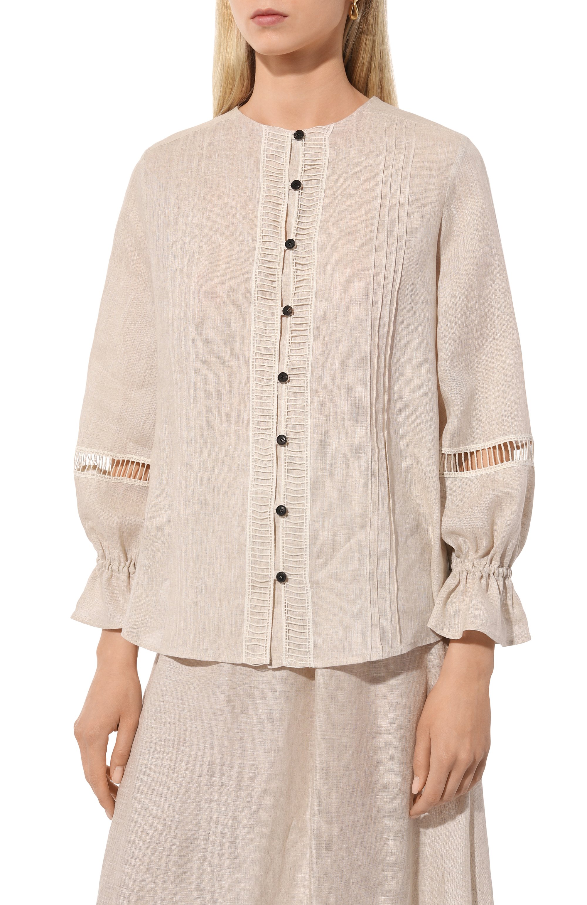 Льняная блузка KITON, арт. D57461H06388, фото 3