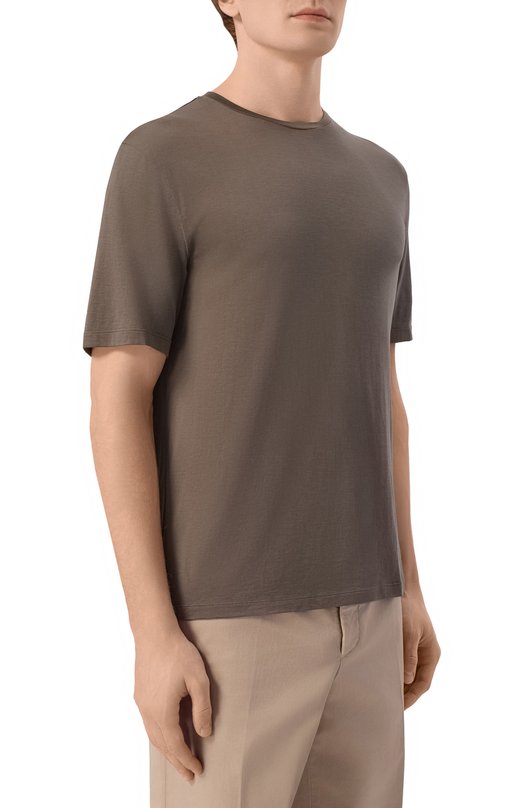 Футболка из шелка и хлопка 12 STOREEZ 137283 Коричневый  137283 Фото 3