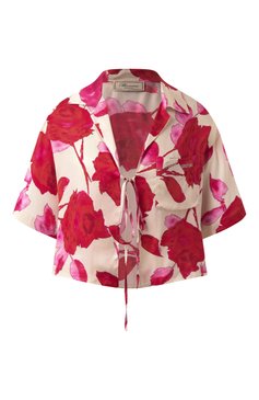 Женская блузка из вискозы BLUMARINE красного цвета, арт. P522C353A | Фото 1 (Материал внешний: Вискоза; Драгоценные камни: Проставлено; Длина (для топов): Укороченные; Материал сплава: Проставлено; Рукава: Короткие; Принт: С принтом; Кросс-КТ: костюм; Женское Кросс-КТ: Блуза-одежда; Стили: Романтичный)
