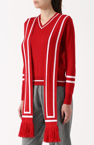 Пуловер из смеси шерсти и шелка с кашемиром VICTORIA/TOMAS красного цвета по цене 39950 руб., арт. 1718_PUL_2, фото 3 Пуловер из смеси шерсти и шелка с кашемиром VICTORIA/TOMAS, арт. 1718_PUL_2, фото 3