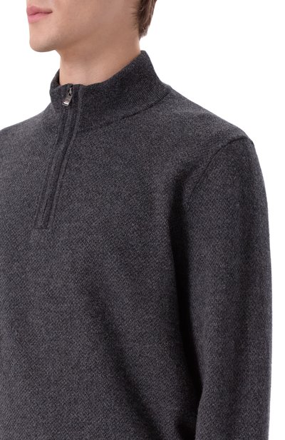 Джемпер из шерсти и хлопка BOSS темно-серого цвета по цене 26950 руб., арт. 50549976, фото 5 Джемпер из шерсти и хлопка BOSS, арт. 50549976, фото 5