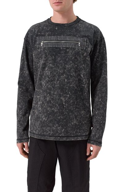 Хлопковый лонгслив DIESEL темно-серого цвета по цене 23600 руб., арт. A17634/0QMAU, фото 3 Хлопковый лонгслив DIESEL, арт. A17634/0QMAU, фото 3