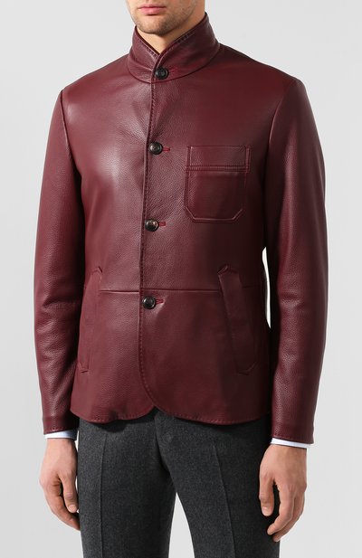 Кожаная куртка PAL ZILERI бордового цвета по цене 299500 руб., арт. P32PS747---B2182, фото 3 Кожаная куртка PAL ZILERI, арт. P32PS747---B2182, фото 3