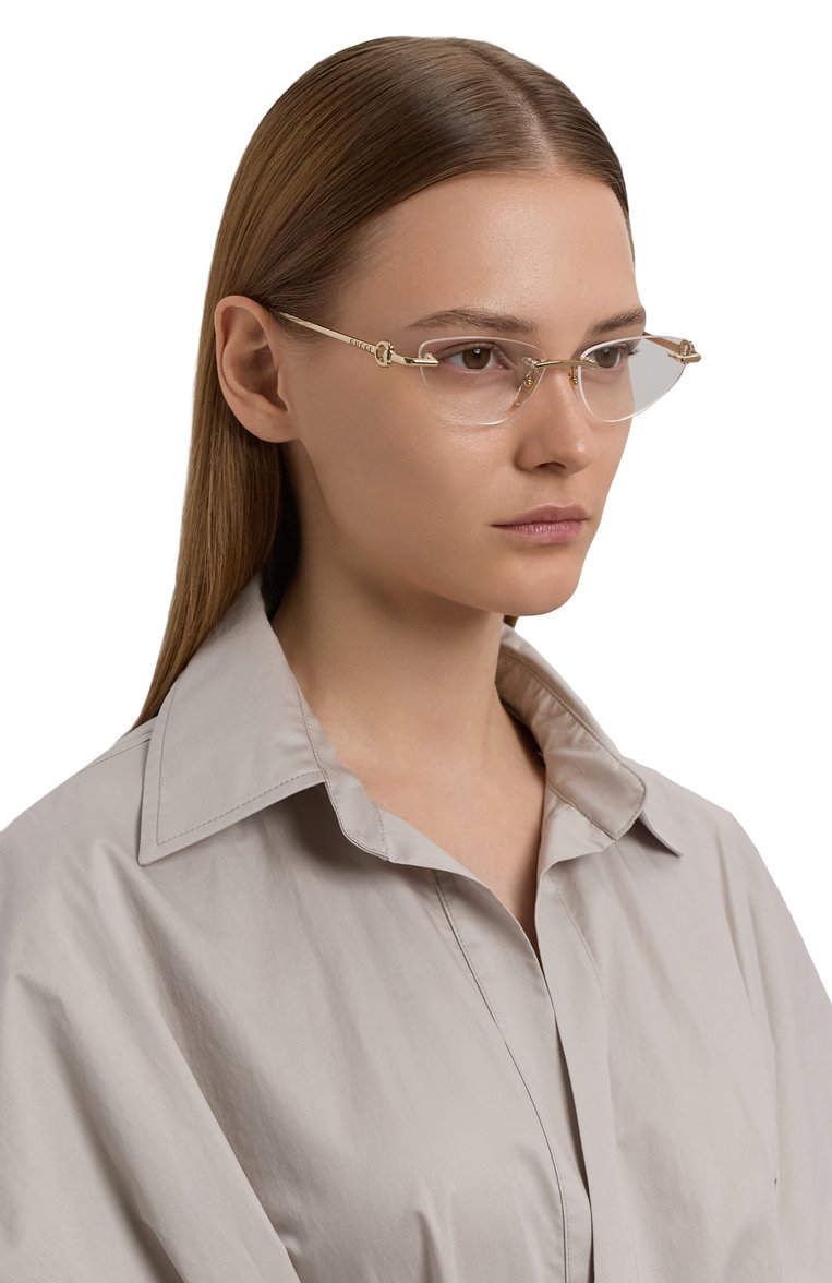 Женские оправа GUCCI золотого цвета, арт. GG1702 002 | Фото 3 (Региональные ограничения белый список (Axapta Mercury): Не проставлено; Нос: Не проставлено; Тип очков: Оправа; Материал: Металл; Кросс-КТ: Оправы-унисекс; Очки форма: Безоправные; Оптика Гендер: оптика-унисекс)