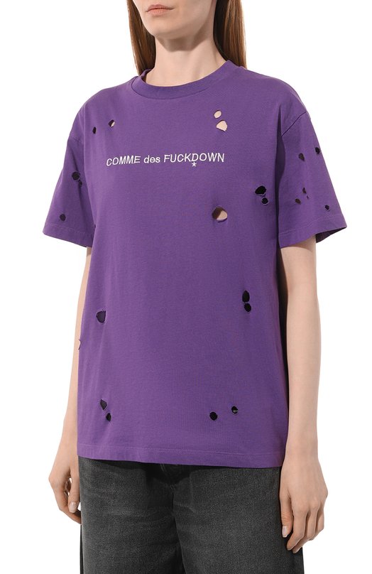 Хлопковая футболка Comme des Fuckdown CDFD3163 Фиолетовый  CDFD3163 Фото 3