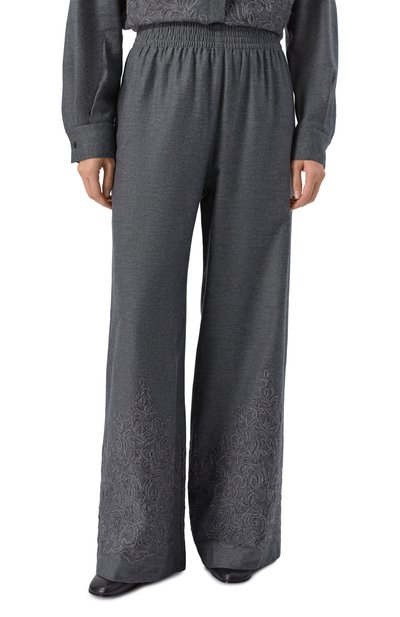 Хлопковые брюки ERMANNO SCERVINO серого цвета по цене 89400 руб., арт. D474P300XQH, фото 3 Хлопковые брюки ERMANNO SCERVINO, арт. D474P300XQH, фото 3