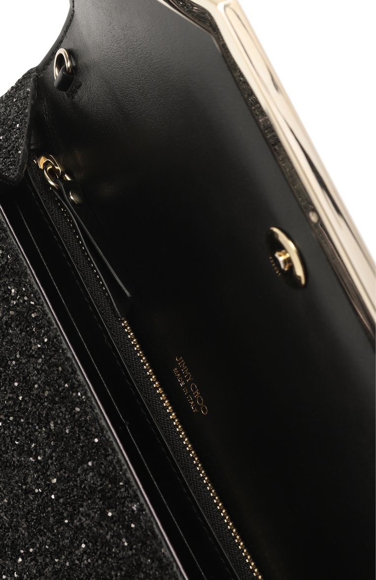 Женский клатч emmie JIMMY CHOO черного цвета, арт. EMMIE/PZF | Фото 5 (Материал: Натуральная кожа; Размер: small; Ремень/цепочка: На ремешке; Женское Кросс-КТ: Вечерняя сумка, Клатч-клатчи)