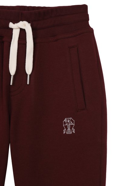 Хлопковые джоггеры BRUNELLO CUCINELLI бордового цвета по цене 47050 руб., арт. BW863E347B, фото 3 Хлопковые джоггеры BRUNELLO CUCINELLI, арт. BW863E347B, фото 3