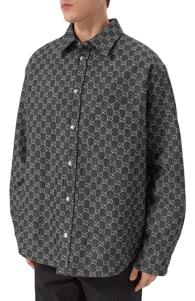 Двусторонняя хлопковая рубашка GUCCI черного цвета по цене 563500 руб., арт. 766142/XDC88, фото 3 Двусторонняя хлопковая рубашка GUCCI, арт. 766142/XDC88, фото 3
