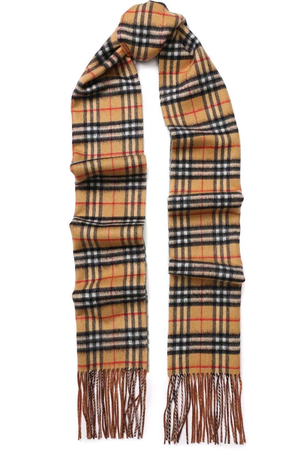 Кашемировый шарф в клетку с бахромой BURBERRY зеленого цвета по цене 92600 руб., арт. 4060423, фото 1 Кашемировый шарф в клетку с бахромой BURBERRY, арт. 4060423, фото 1