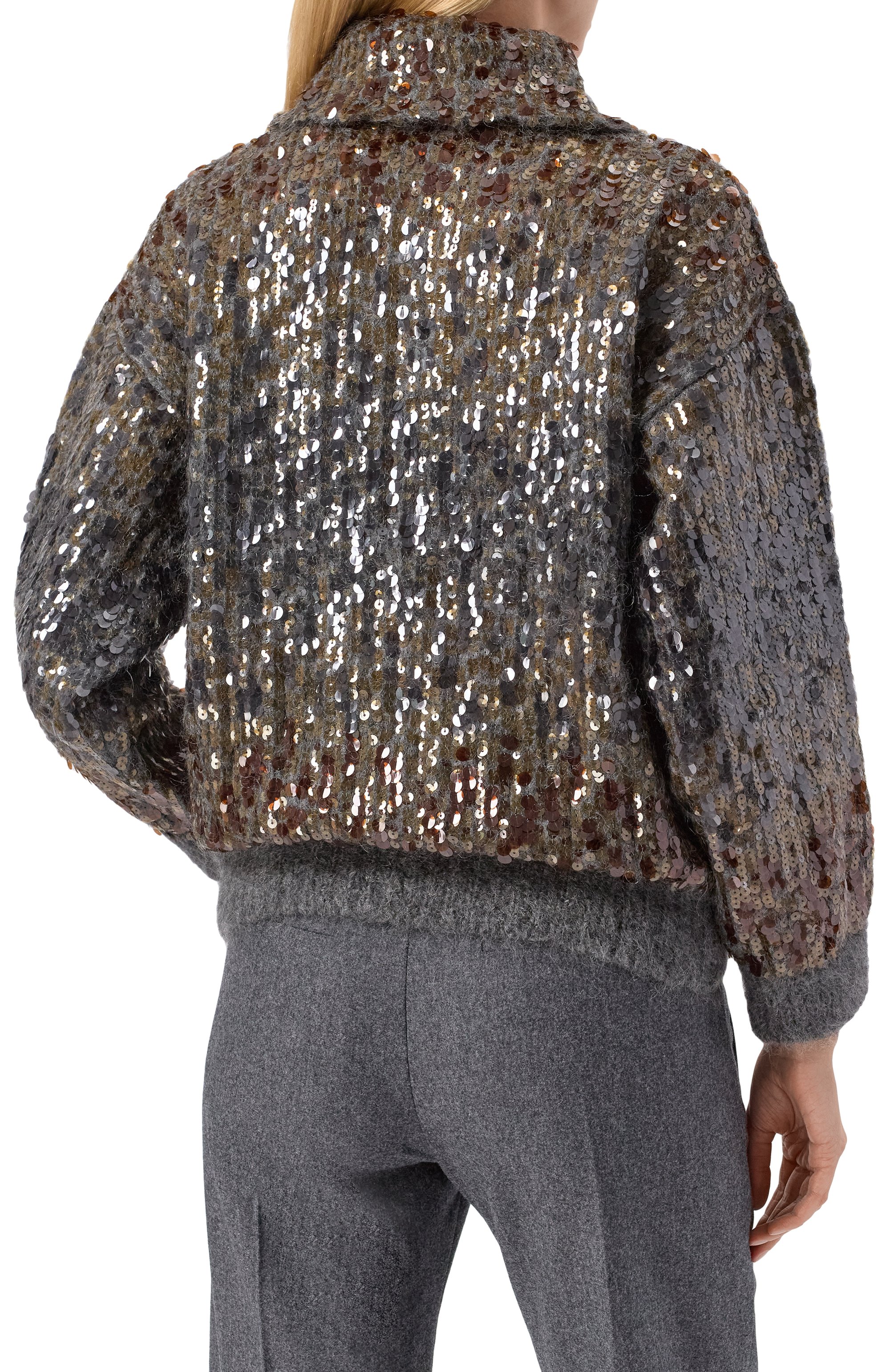 Шерстяной кардиган с отделкой пайетками BRUNELLO CUCINELLI, арт. M1U375916P, фото 4