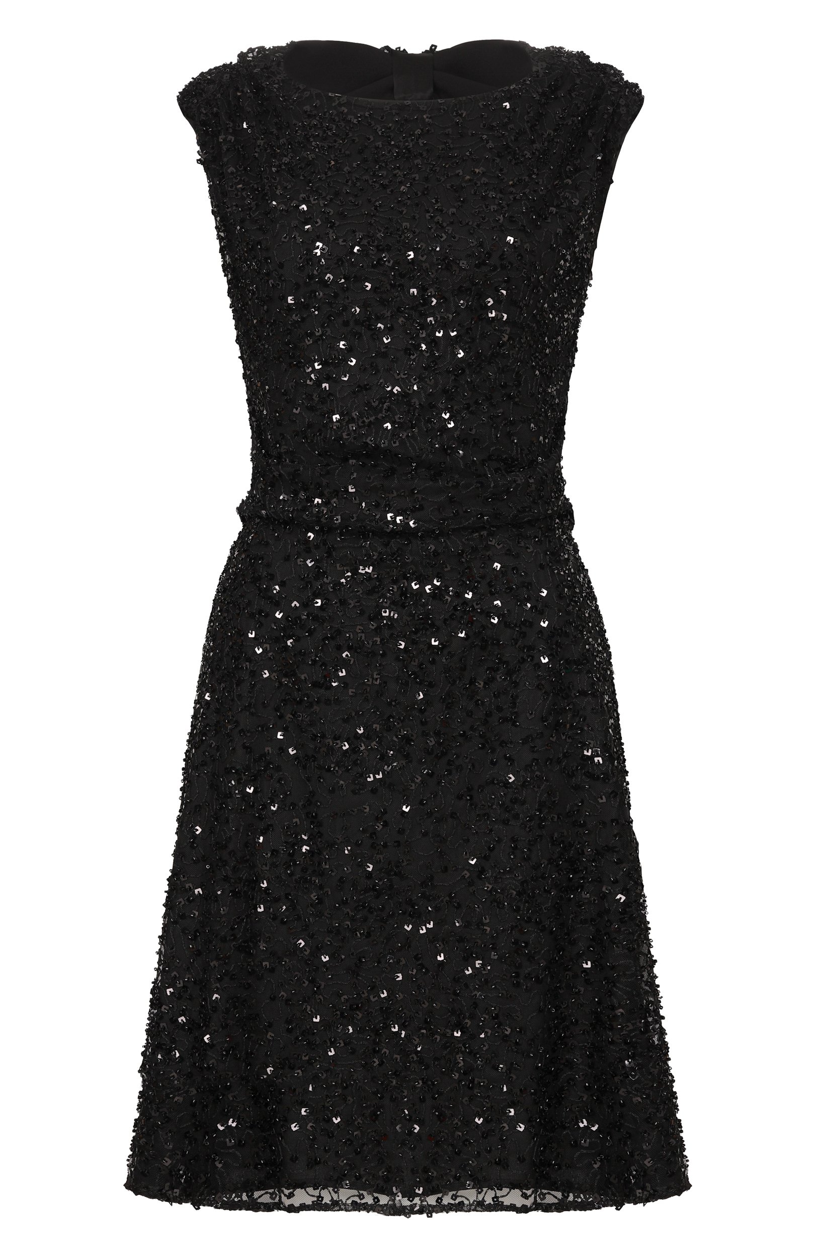 Платье с отделкой пайетками EMPORIO ARMANI черного цвета по цене 98100 руб., арт. EW004597/AF25600, фото 1 Платье с отделкой пайетками EMPORIO ARMANI, арт. EW004597/AF25600, фото 1