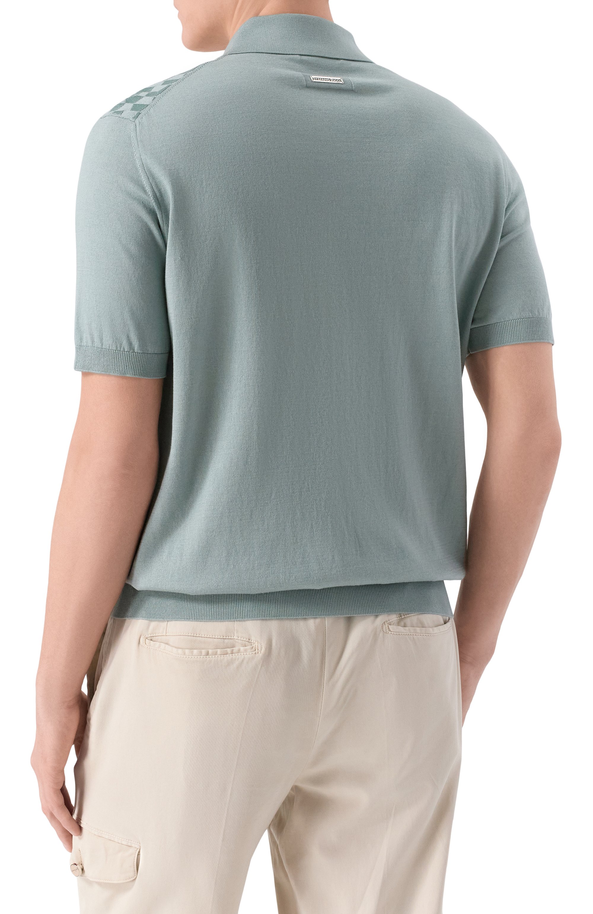 Поло из шелка и хлопка STEFANO RICCI бирюзового цвета по цене 121000 руб., арт. K818110P13/F26176, фото 4 Поло из шелка и хлопка STEFANO RICCI, арт. K818110P13/F26176, фото 4