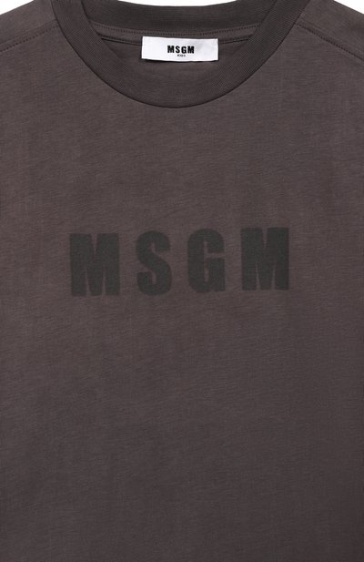 Хлопковая футболка MSGM KIDS коричневого цвета по цене 7205 руб., арт. S6MSJUTH151, фото 3 Хлопковая футболка MSGM KIDS, арт. S6MSJUTH151, фото 3