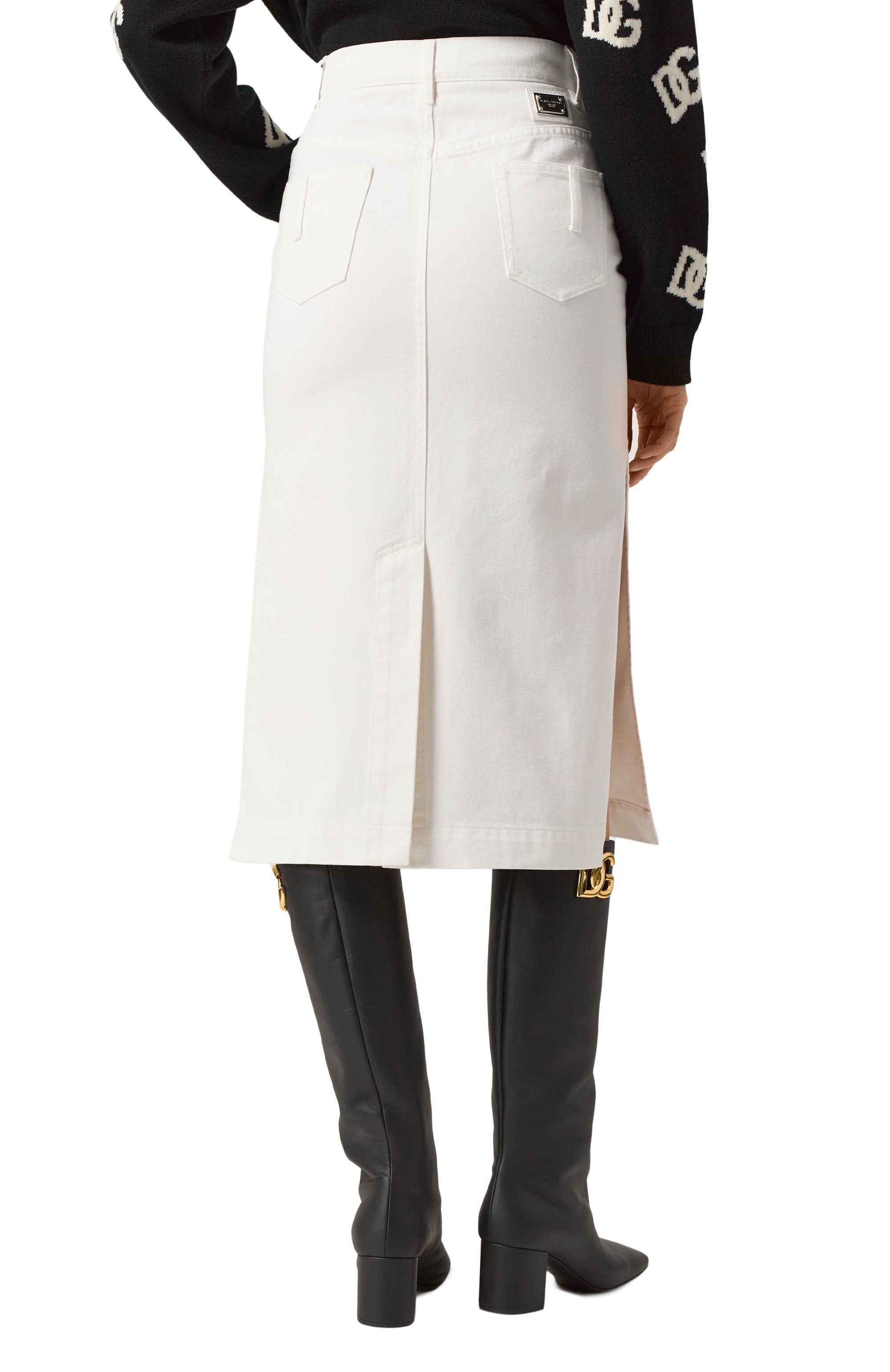 Джинсовая юбка DOLCE & GABBANA белого цвета по цене 79150 руб., арт. F4CP1D/G8KZ4, фото 4 Джинсовая юбка DOLCE & GABBANA, арт. F4CP1D/G8KZ4, фото 4