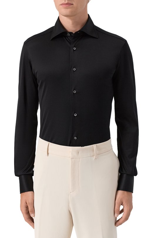 Хлопковая сорочка MVST SLIM/GABRIELLE/R0UND/1628-JERSEY (INTERL0CK) Чёрный  SLIM/GABRIELLE/R0UND/1628-JERSEY (INTERL0CK) Фото 3