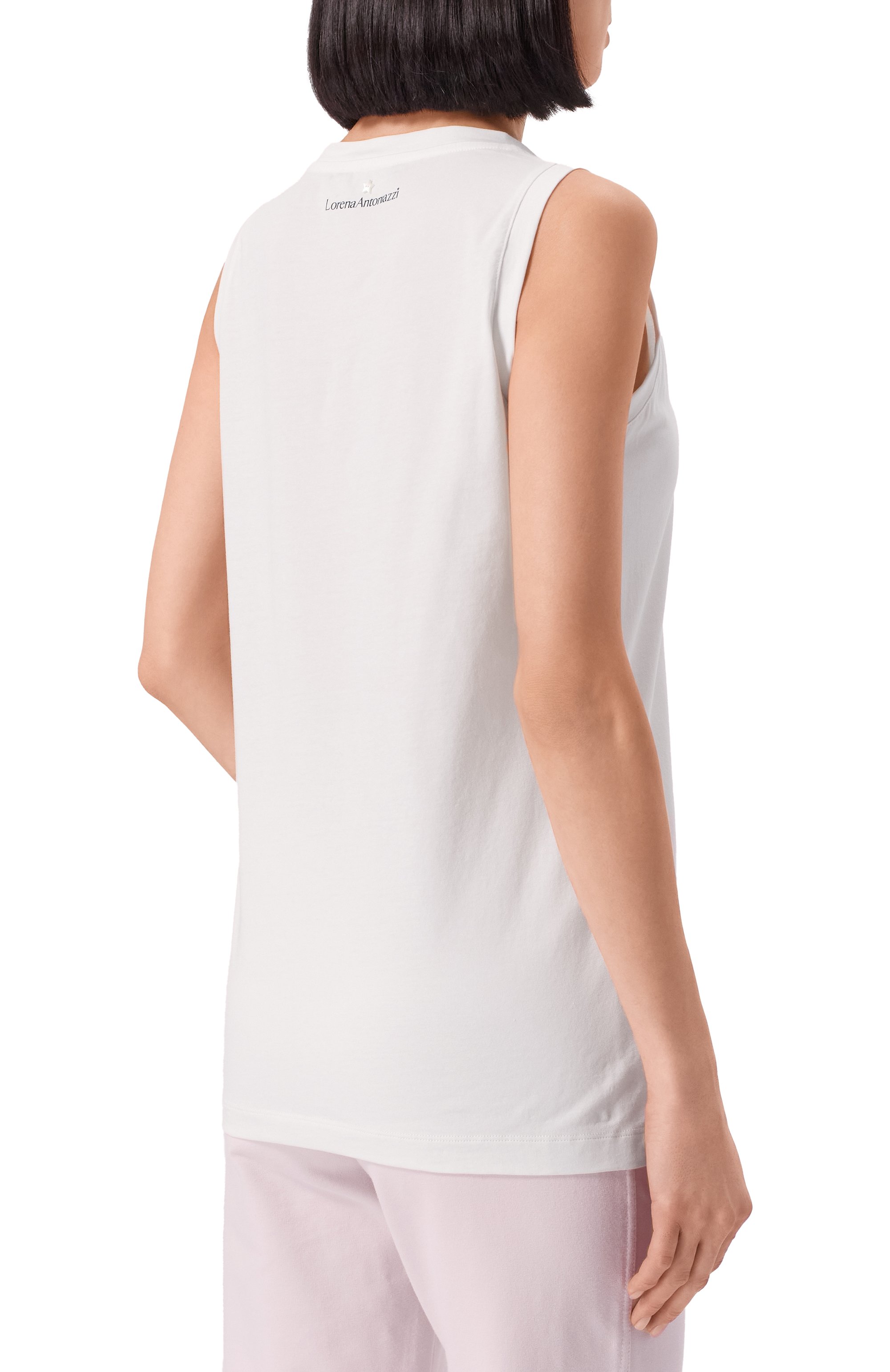 Хлопковый топ LORENA ANTONIAZZI белого цвета по цене 17550 руб., арт. TS21/9999, фото 4 Хлопковый топ LORENA ANTONIAZZI, арт. TS21/9999, фото 4