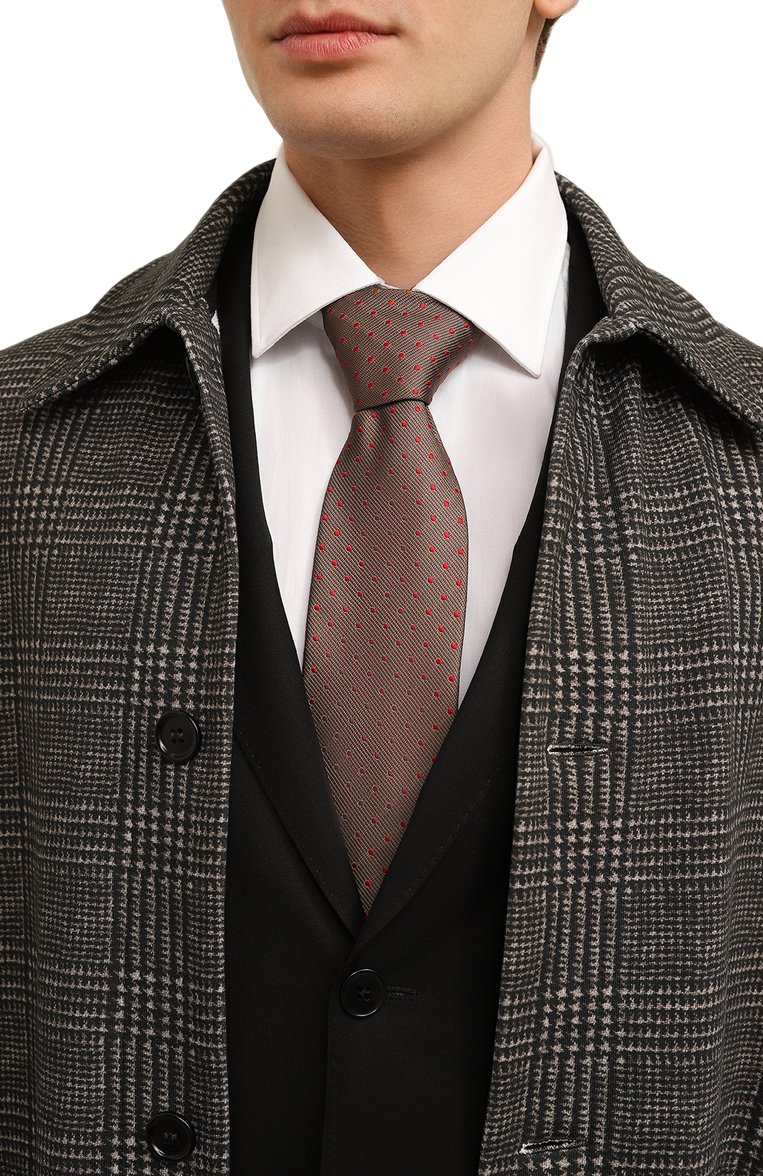 Мужской шелковый галстук BROUBACK коричневого цвета, арт. TIE 8CM/SS24 | Фото 2 (Материал: Текстиль, Шелк; Материал сплава: Проставлено; Нос: Не проставлено; Принт: С принтом)