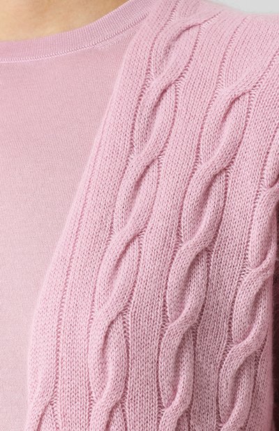 Однотонный кашемировый кардиган фактурной вязки RALPH LAUREN, арт. 290615165, фото 5