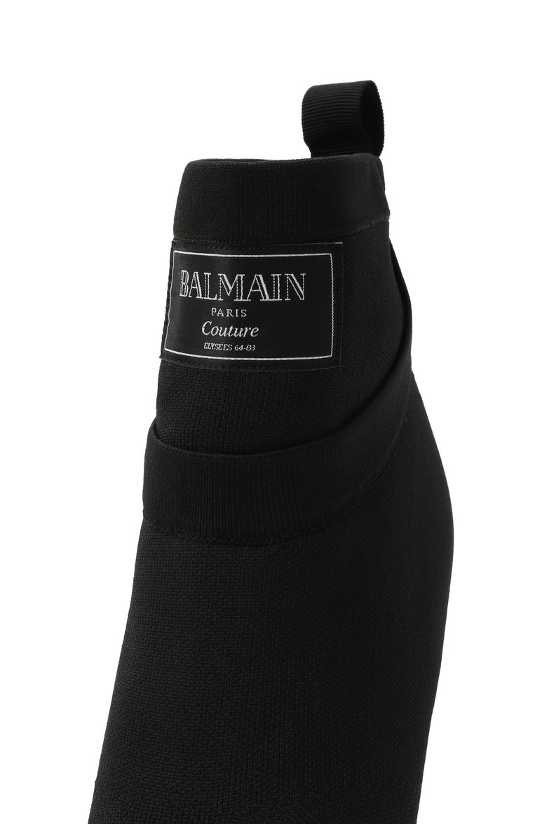 Женские текстильные ботильоны crewneck BALMAIN черного цвета, арт. EN1TE102/TKAB | Фото 7 (Каблук высота: Высокий; Подошва: Плоская; Материал внутренний: Текстиль; Материал утеплителя: Без утеплителя; Материал внешний: Текстиль; Каблук тип: Шпилька; Автоматизация состава: Проставлено; Автоматизация ТО: Проставлено)