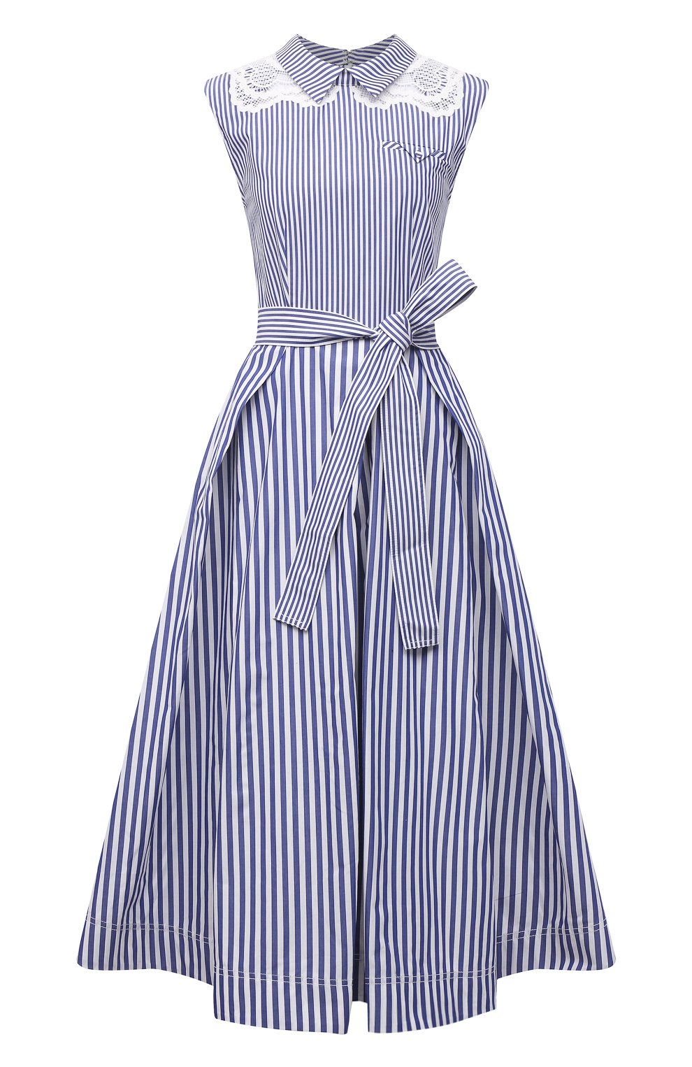 Хлопковое платье SELF-PORTRAIT голубого цвета по цене 49950 руб., арт. SS21-045MS, фото 1 Хлопковое платье SELF-PORTRAIT, арт. SS21-045MS, фото 1