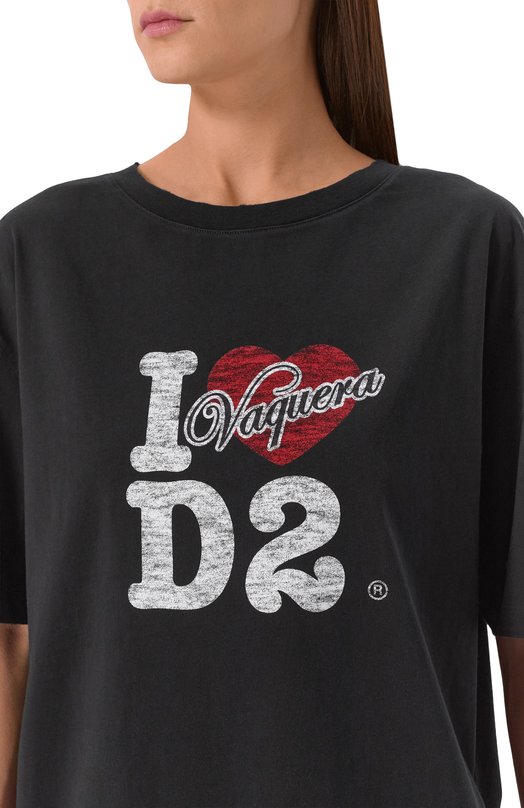 Хлопковая футболка Dsquared2 S72GD0594/D20020 Чёрный  S72GD0594/D20020 Фото 5