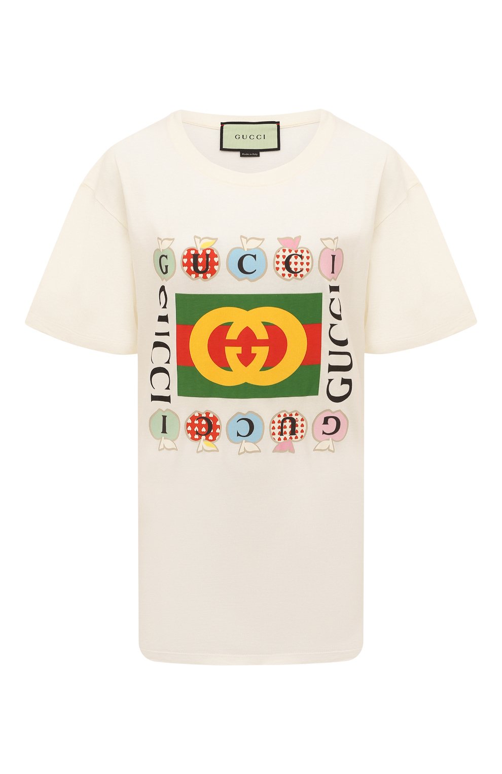 Хлопковая футболка GUCCI белого цвета по цене 56160 руб., арт. 615044 XJDOH, фото 1 Хлопковая футболка GUCCI, арт. 615044 XJDOH, фото 1