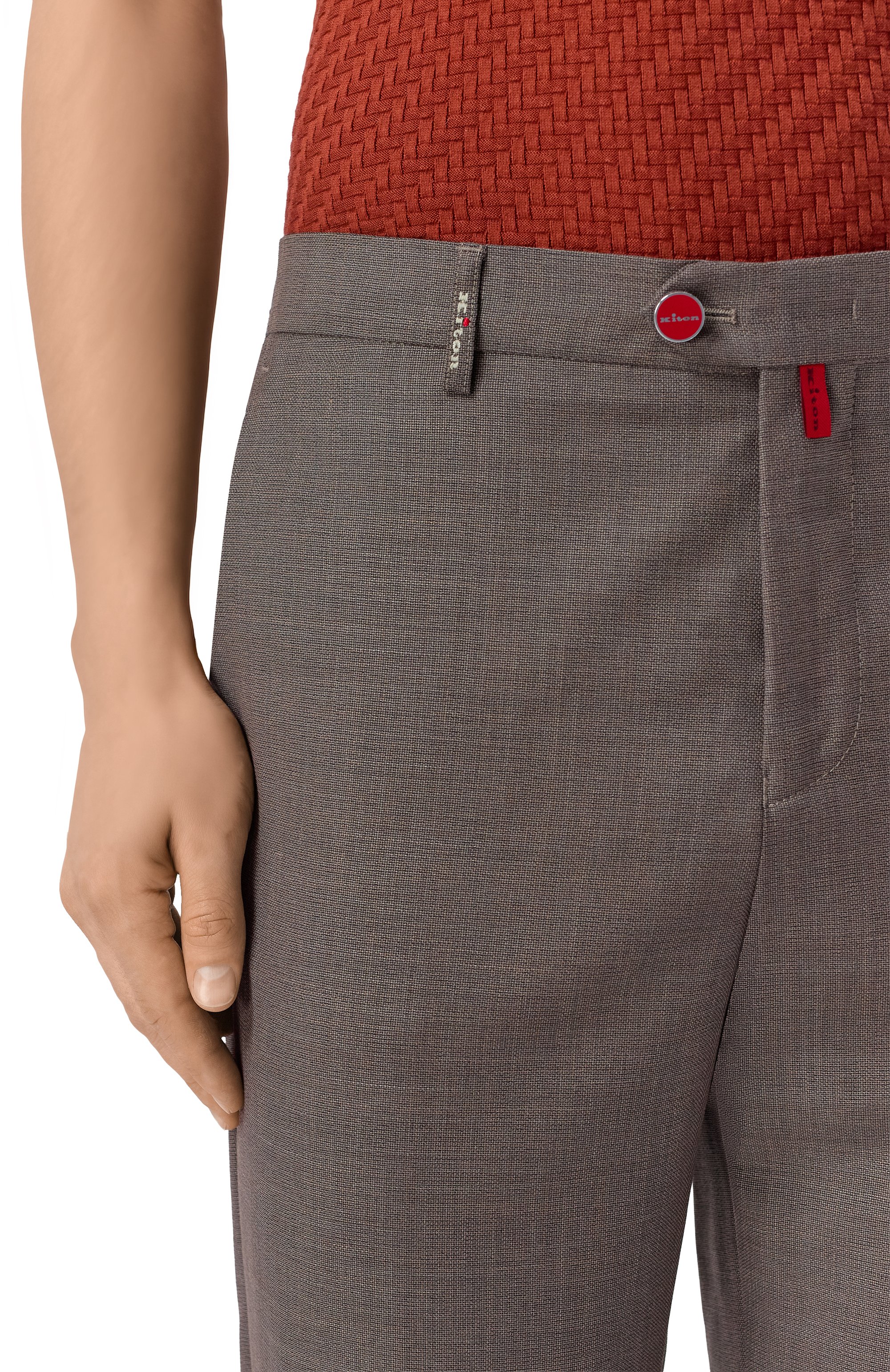 Шерстяные брюки KITON коричневого цвета по цене 228000 руб., арт. UFPPERK0632H, фото 5 Шерстяные брюки KITON, арт. UFPPERK0632H, фото 5
