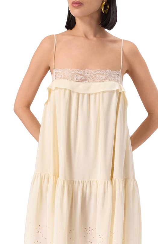 Шелковое платье Chloé CHC25SR040125 Кремовый  CHC25SR040125 Фото 5