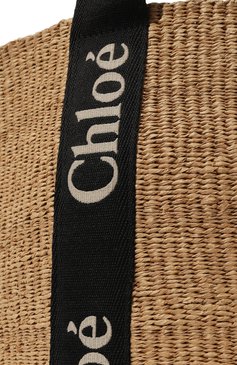 Женский сумка woody CHLOÉ бежевого цвета, арт. CHC23AS380L18 | Фото 3 (Материал сплава: Проставлено; Материал: Растительное волокно; Драгоценные камни: Проставлено; Размер: large)