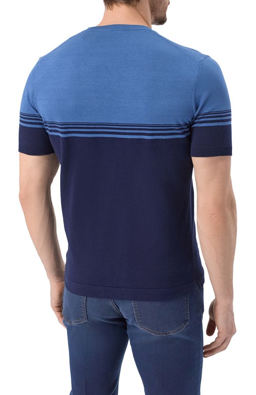 Джемпер из хлопка и шелка Corneliani 25M526-2525158 Синий  25M526-2525158 Фото 4