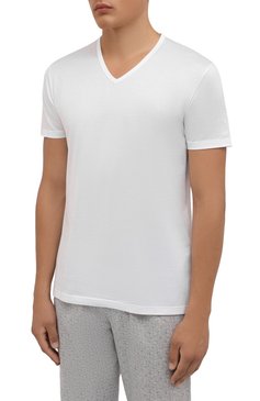 Мужская хлопковая футболка ZEGNA белого цвета, арт. N2M800070 | Фото 3 (Материал внешний: Хлопок; Длина (для топов): Стандартные; Рукава: Короткие; Кросс-КТ: домашняя одежда; Драгоценные камни: Проставлено; Материал сплава: Проставлено)