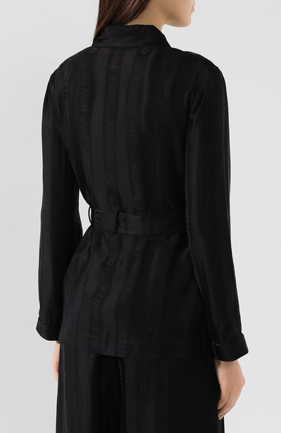 Блузка с поясом OFF-WHITE черного цвета по цене 66850 руб., арт. 0WGA051R19C850571000, фото 4 Блузка с поясом OFF-WHITE, арт. 0WGA051R19C850571000, фото 4
