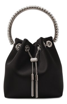 Женская сумка bon bon JIMMY CHOO черного цвета, арт. B0N B0N/VKM | Фото 1 (Ремень/цепочка: На ремешке; Материал: Текстиль; Размер: mini; Женское Кросс-КТ: Вечерняя сумка)