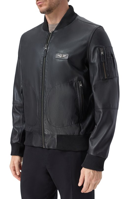 Кожаный бомбер Aeronautica Militare PN5053UPL00320 Чёрный  PN5053UPL00320 Фото 3
